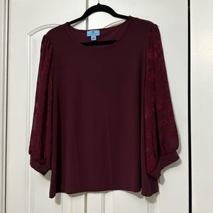 Cece burgundy long sleeved top XL